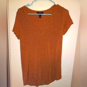 Forever 21 Small Orange and White Striped Tshirt